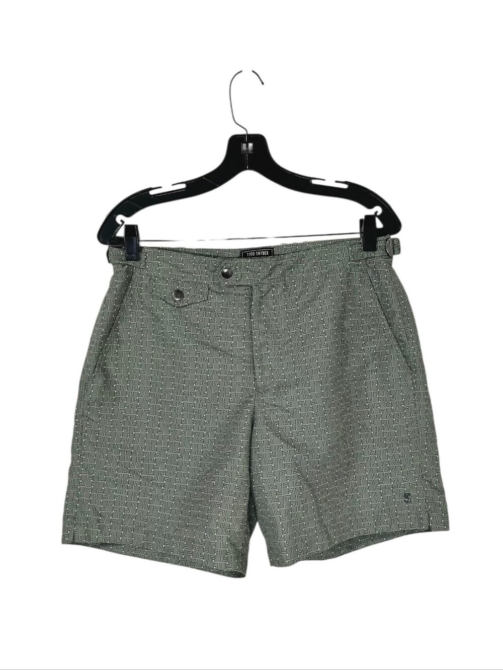 TODD SNYDER Mens 7in Geometric Tailored Swim Shorts Trunks Green 30